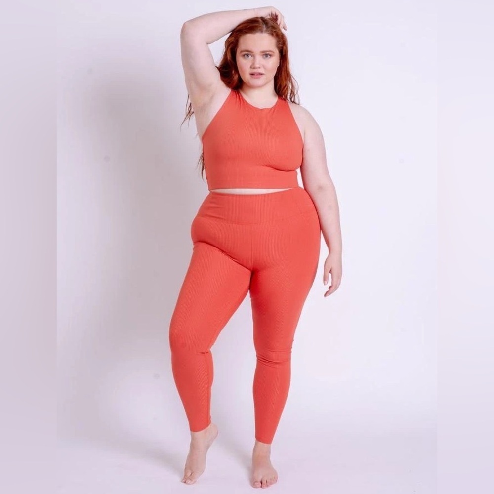 GIRLFRIEND COLLECTIVE RIB High-Rise Legging in red size Large training gym